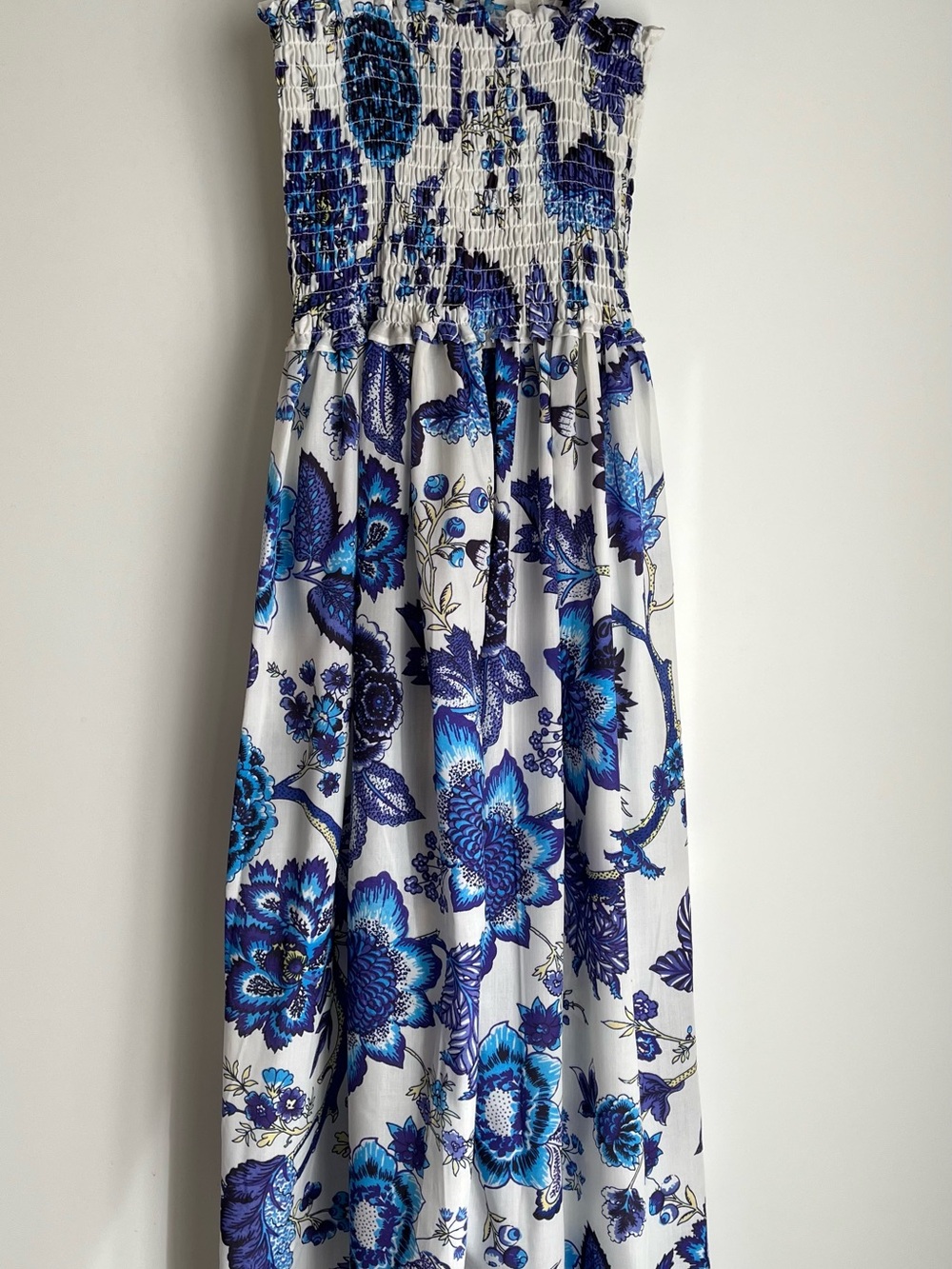 SHEIN Blue Floral Smocked Midi Dress XS - NWOT